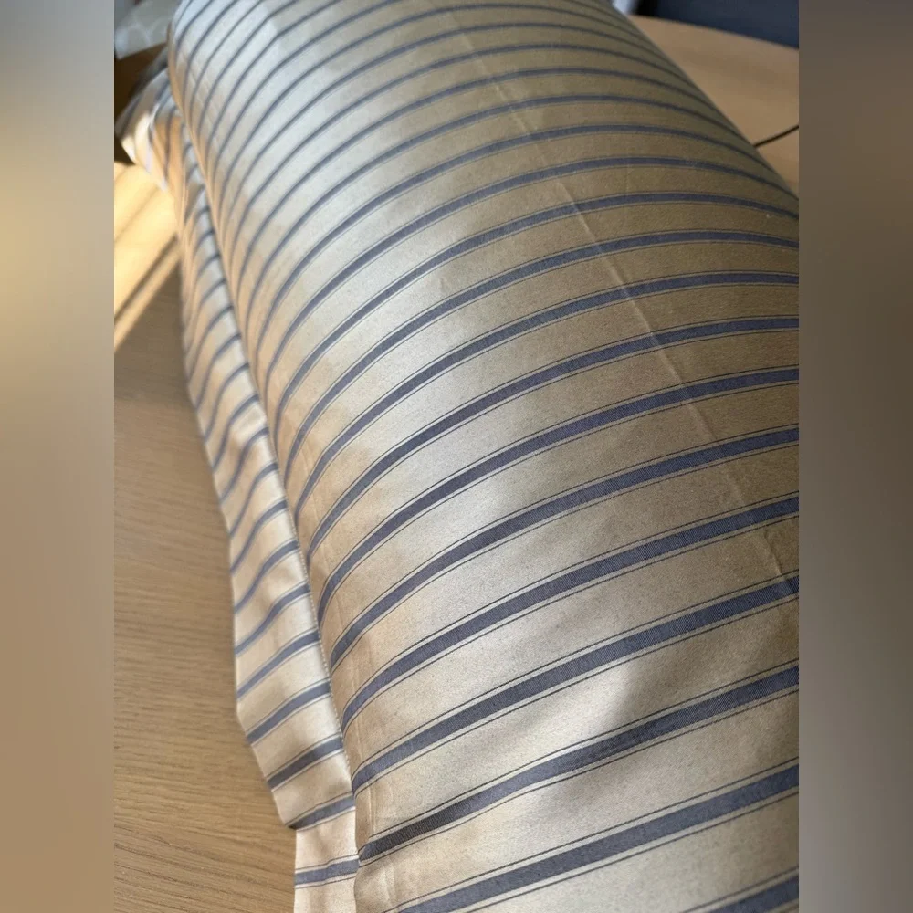 Frette King Pillowcase Gold Grey Stripe Italy